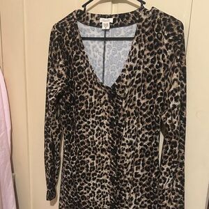 Yelete Leopard Print Long Sleeve Dress